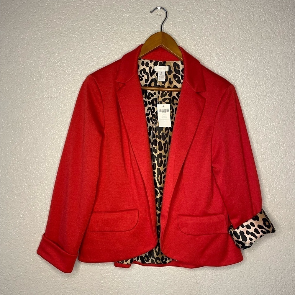 NWT Chico’s Red 3/4 Sleeve Blazer Size Small